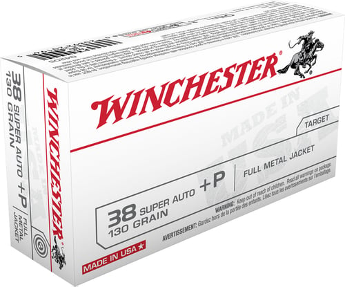 Winchester Ammo Q4205 USA  38 Super +P 130 gr Full Metal Jacket 50 Per Box/ 10 Case