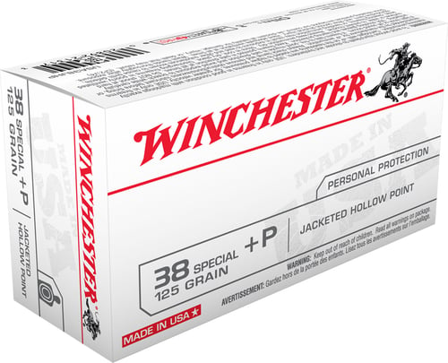 Winchester Ammo USA38JHP USA  38 Special +P 125 gr Jacket Hollow Point 50 Per Box/ 10 Case
