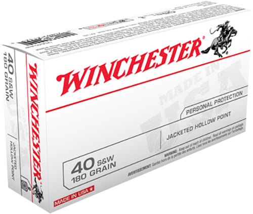 Winchester USA40JHP Pistol Ammo 40 S&W, JHP, 180 Gr, 1010 fps, 50 Rnd