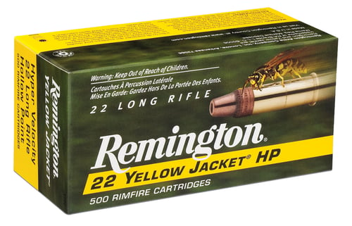 Remington Ammunition 21074 Yellow Jacket Rimfire 22 LR 33 gr Truncated Cone Hollow Point 50 Per Box/ 100 Cs
