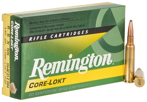 Remington Ammunition 29140 Core-Lokt  6.5x55 Swedish 140 gr Core-Lokt Pointed Soft Point (PSPCL) 20 Bx/ 10 Cs
