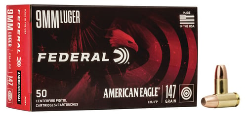 FEDERAL AE 9MM LUGER 147GR FMJ-FP 50RD 20BX/CS