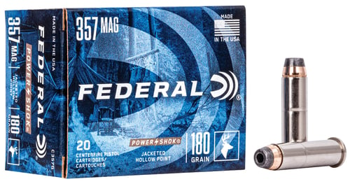 Federal C357G Power-Shok Handgun 357 Mag 180 gr Jacket Hollow Point 20 Per Box/ 25 Case