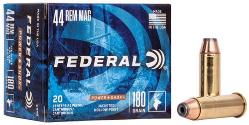 Federal C44B Power-Shok Handgun 44 Rem Mag 180 gr Jacket Hollow Point 20 Per Box/ 25 Case