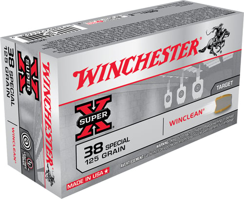 Winchester Ammo WC381 Super X  38 Special 125 gr Winclean Brass Enclosed Base 50 Per Box/ 10 Case