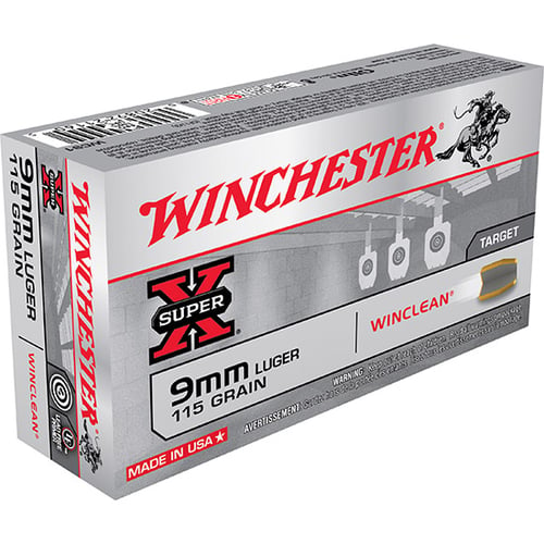 Winchester Ammo WC91 Super X  9mm Luger 115 gr Winclean Brass Enclosed Base 50 Per Box/ 10 Case