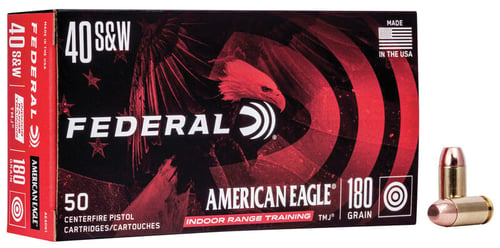 Federal AE40N1 American Eagle Indoor Range Training 40 S&W 180 gr Total Metal Jacket 50 Per Box/ 20 Case