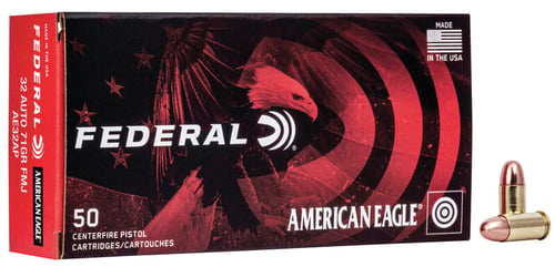 Federal AE32AP American Eagle Handgun 32 ACP 71 gr Full Metal Jacket 50 Per Box/ 20 Case