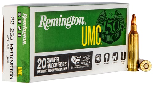 Remington Ammunition 23750 UMC  22-250 Rem 45 gr Jacket Hollow Point 20 Per Box/ 10 Cs
