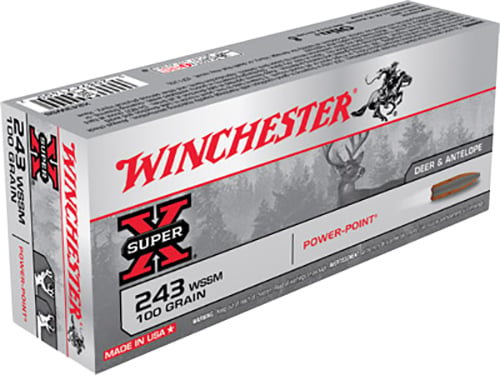 Winchester Ammo X243WSS Power-Point  243 WSSM 100 gr Power Point 20 Per Box/ 10 Case