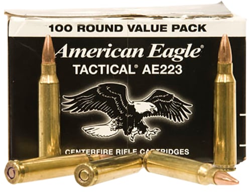 Federal AE223BL American Eagle Rifle 
223 Remington/5.56 NATO 55 GR Full Metal Jacket Boat Tail 100 Bx/ 5 Cs