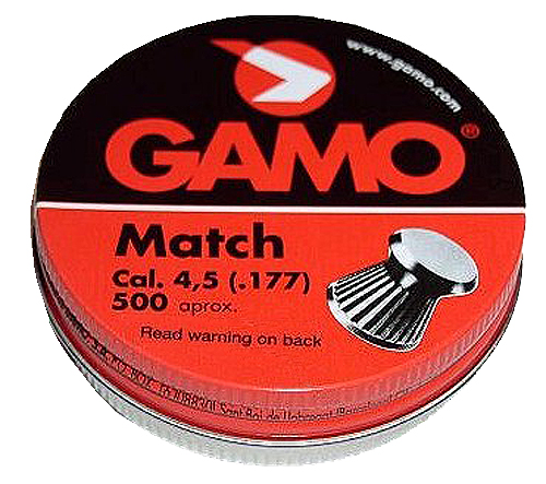 Gamo 6320034BL54 Match  177 Lead Flat Nose 500 Per Tin