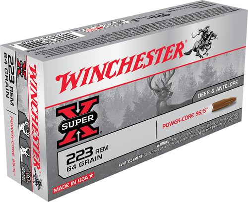 Winchester X223LF Super-X Rifle Ammo 223 REM, Power Core, 64 Grains