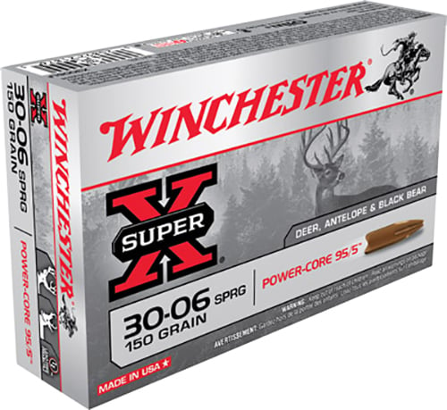 Winchester X3006LF Super-X Rifle Ammo 30-06 SPR, Power Core, 150