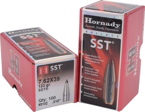 Hornady 3142 SST  7.62mm .310 123 gr Super Shock Tip 100 Per Box/ 25 Case