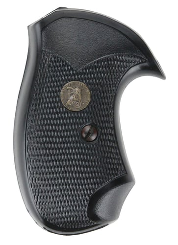 Pachmayr 03255 Compact Grip Checkered Black Rubber for S&W J Frame with Square Butt