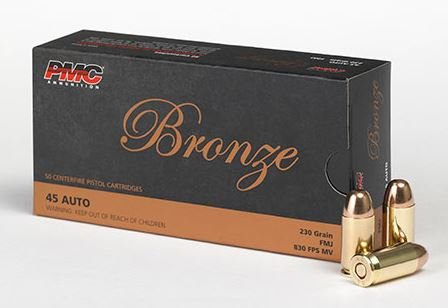 PMC Bronze .45 ACP Handgun Ammunition 230 gr FMJ 830 fps 50/box