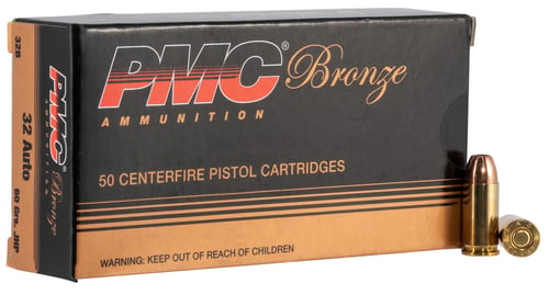 PMC Bronze Handgun Ammunition .32 ACP 60 gr JHP 980 fps 50/box