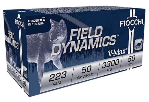 Fiocchi 223HVA50 Field Dynamics  223 Rem 50 gr Hornady V Max 50 Per Box/ 20 Case