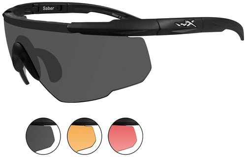 Wiley-X 309 SABER ADVANCED Shooting Glasses- 3 Lenses Smoke Grey/Light