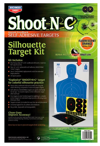 Birchwood Casey 34602 Shoot-N-C Reactive Target Silhouette Paper Multi-Color Includes Pasters