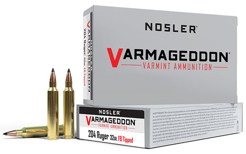 Nosler 65115 Varmageddon  204 Ruger 32 gr Flat Base Tipped 20 Per Box/ 20 Case