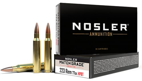 Nosler 60011 Match Grade  223 Rem 77 gr Custom Competition Hollow Point Boat Tail 20 Per Box/ 20 Case