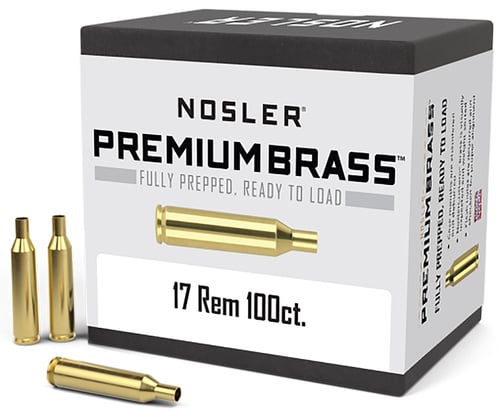 Nosler 10128 Premium Brass Unprimed Cases 17 Rem Rifle Brass/ 100 Per Box