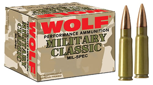 Wolf 308FMJ Performance 308 Winchester/7.62 NATO Bimetal Jacket 145 GR 500 Rds