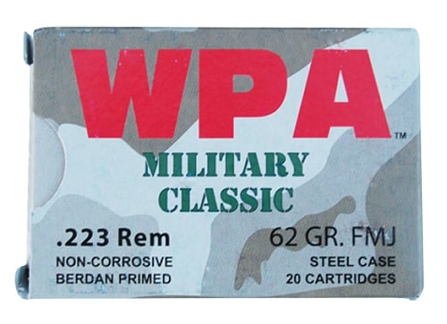 Wolf MC22362HP Military Classic Rifle 223 Remington/5.56 NATO 62 GR Hollow Point 20 Bx/ 25 Cs 500 Total (Case)