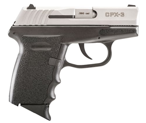 SCCY CPX3-CB PISTOL DAO .380 10RD STAINLESS/BLK W/O SAFETY