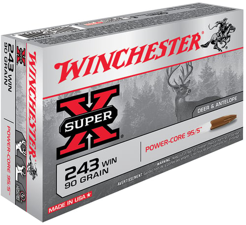 Winchester Ammo X243WLF Super-X 243 Winchester 90 GR Power Core 20 Bx/10 Cs