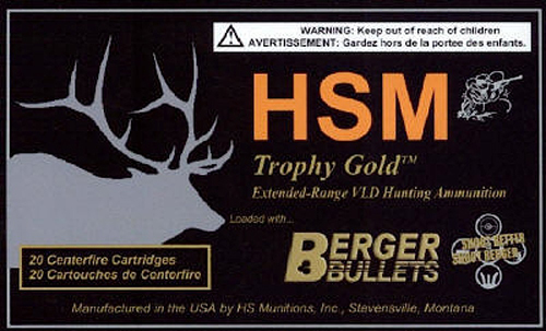 HSM 2506115VLD Trophy Gold Extended Range 25-06 Rem 115 gr Berger Hunting VLD Match 20 Per Box/ 20 Case