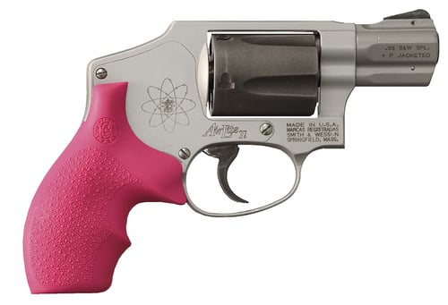 Hogue 61007 Rubber Bantam  Cobblestone Pink Rubber with Finger Grooves for S&W J Frame with Round Butt