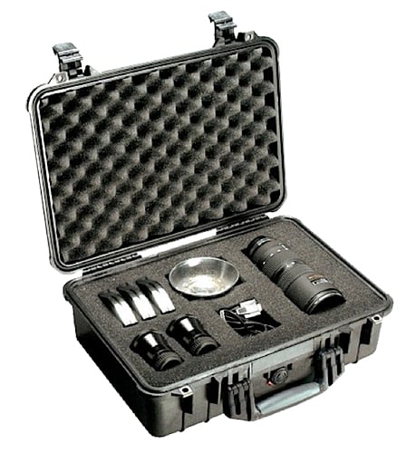Pelican 1500 Protector Case made of Polypropylene with Black Finish, Foam Padding, Over-Molded Handle, Stainless Steel Hardware & Double Throw Latches 16.75