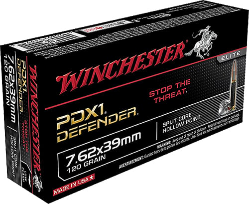 Winchester Ammo S76239PDB PDX1 Defender  7.62x39mm 120 gr Split Core Hollow Point 20 Per Box/ 10 Case