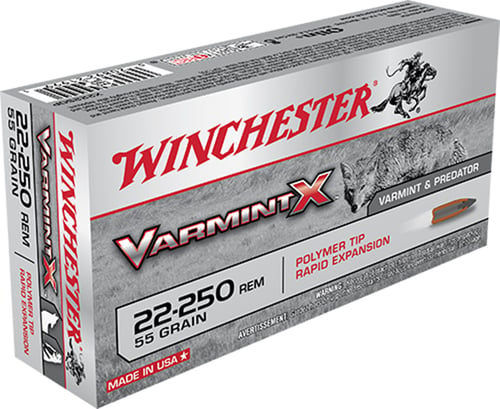 Winchester X22250P Super-X Rifle Ammo 22-250 REM, Varmint X, 55