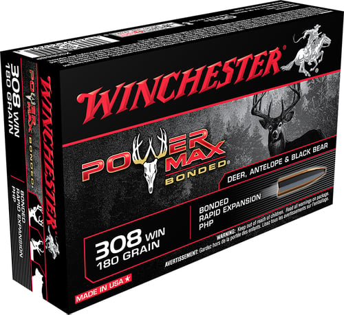 Winchester Ammo X3086BP Power Max Bonded  308 Win 180 gr Bonded Rapid Expansion PHP 20 Per Box/ 10 Cs