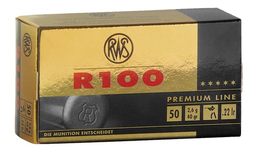RWS/Umarex 2134195 R100 Premium Line 22 LR 40 gr Lead Round Nose 50 Per Box/ 100 Case