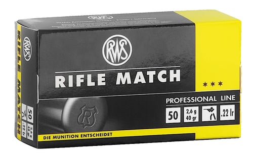 RWS/Umarex 2134225 Rifle Match Professional Line 22 LR 40 gr Lead Round Nose 50 Per Box/ 100 Case