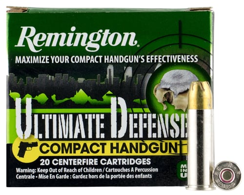 Remington Ammunition 28965 Ultimate Defense Compact Handgun 38 Special +P 125 gr Brass Jacket Hollow Point 20 Per Box/ 25 Case
