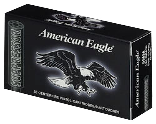 Federal AE9SUP1 American Eagle Suppressor 
9mm Luger 124 GR Full Metal Jacket 50 Bx/ 10 Cs