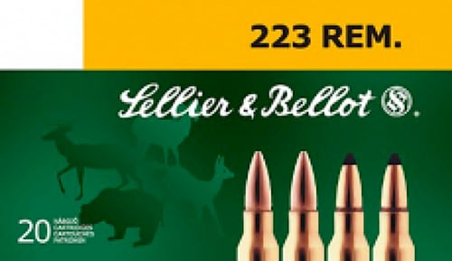 Sellier & Bellot SB223A Rifle  223 Rem 55 gr Full Metal Jacket (FMJ) 20 Bx/ 50 Cs