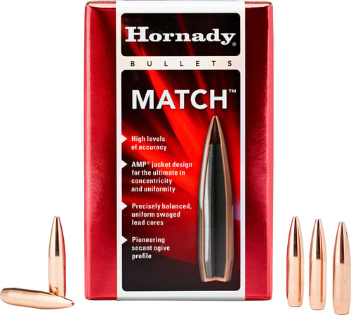 Hornady 30501 Match  30 Cal .308 168 gr Hollow Point Boat Tail Match 100 Per Box/ 15 Case