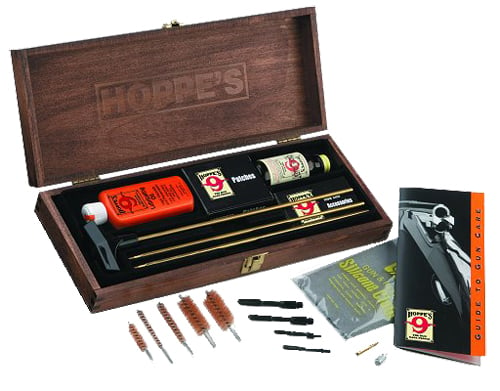 HOPPES DELUXE GUN CLEANING KIT W/WOOD STORAGE CASE