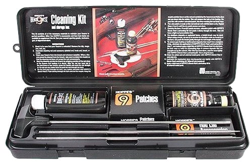 UNIV RFL/SHTGN CLNG KIT W/SS RODSBench Rest Rifle & Shotgun Cleaning Kit Contains: 2 oz Bench Rest Solvent, 2.25oz Bench Rest Lubricating Oil, patches, stainless steel rifle rod with shotgun adapter & slotted ends for rifles & shotguns - Plastic boxdapter & slotted ends for rifles & shotguns - Plastic box