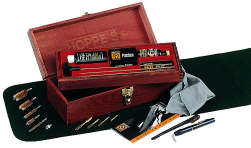 Hoppes BUOXH Bench Rest Gun Premium Cleaning Kit w/Cherry Stained Hardwood Box