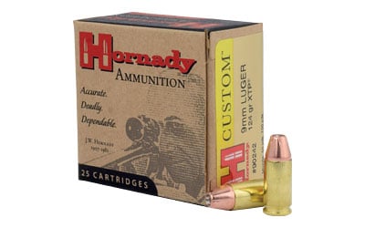 Hornady 90242 Custom  9mm Luger 124 gr Hornady XTP Hollow Point 25 Per Box/ 10 Case