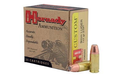 Hornady 90282 Custom  9mm Luger 147 gr Hornady XTP Hollow Point 25 Per Box/ 10 Case
