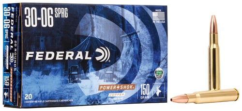 POWER-SHOK 3006 SPR 150GR CPR 20/BXPower-Shok 30-06 Springfield Ammunition 150 Gr - Brass - Copper Hollow Point - 2910 fps - 20 rounds per box